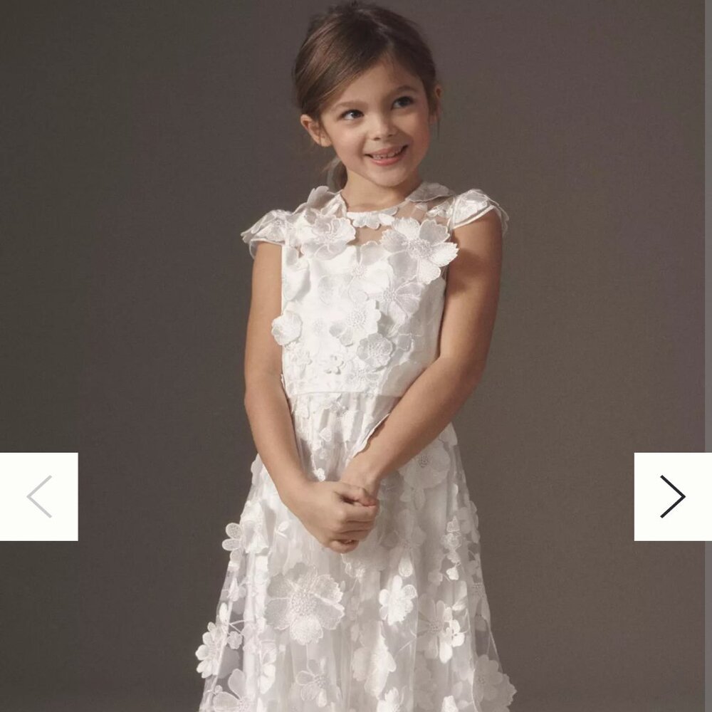 Never been worn! Gió Bespoke Harriet 3D Lace Flower Girl Dress- Anthropologie